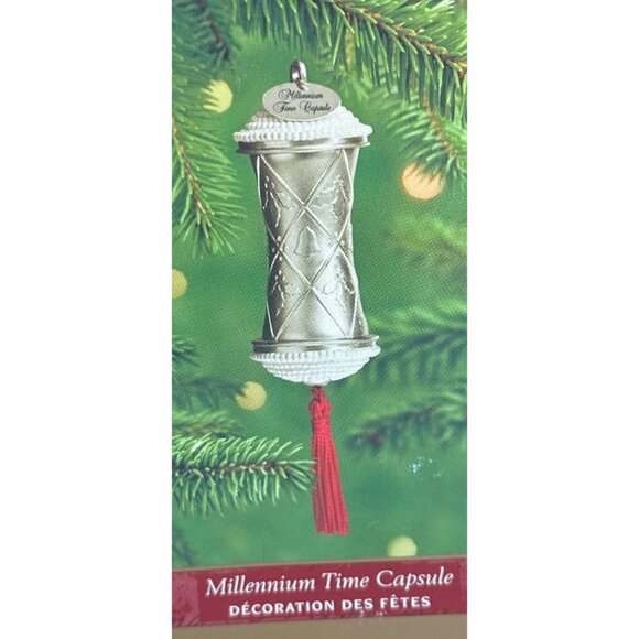 VINTAGE 2000 Millennium Time Capsule Christmas Ornament Silver Handcrafted 6" - Picture 11 of 11
